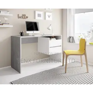 Computer Desk / Concrete/White