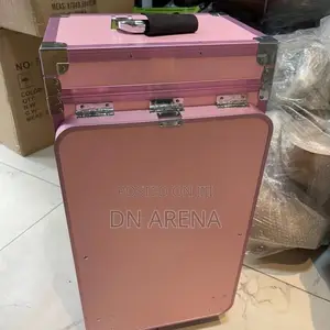 Rolling Makeup Train Case With Manicure Table, 4 Drawers,S