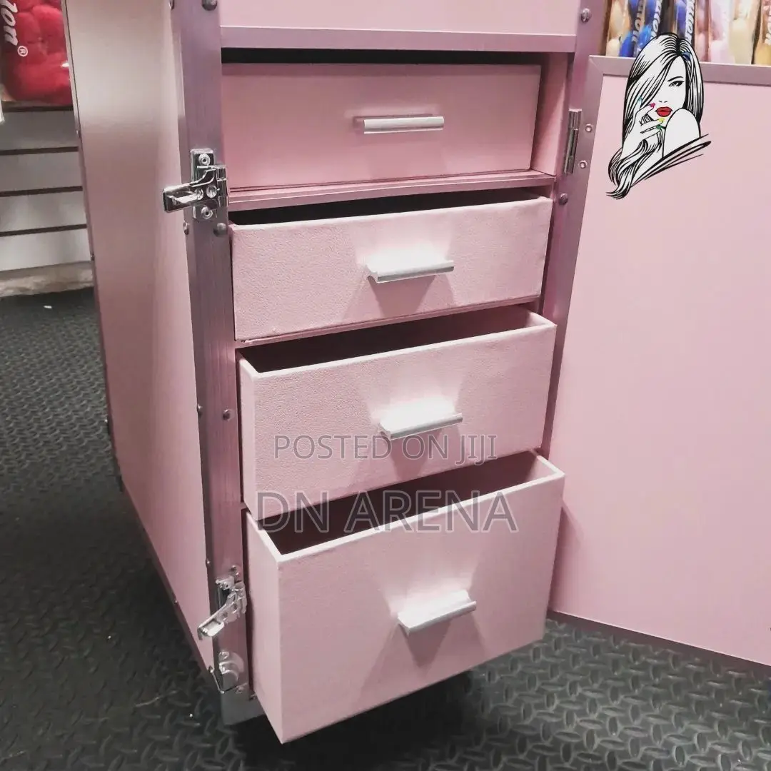 Rolling Makeup Train Case With Manicure Table, 4 Drawers,S