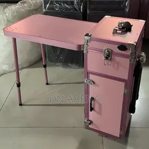 Rolling Makeup Train Case With Manicure Table, 4 Drawers,S