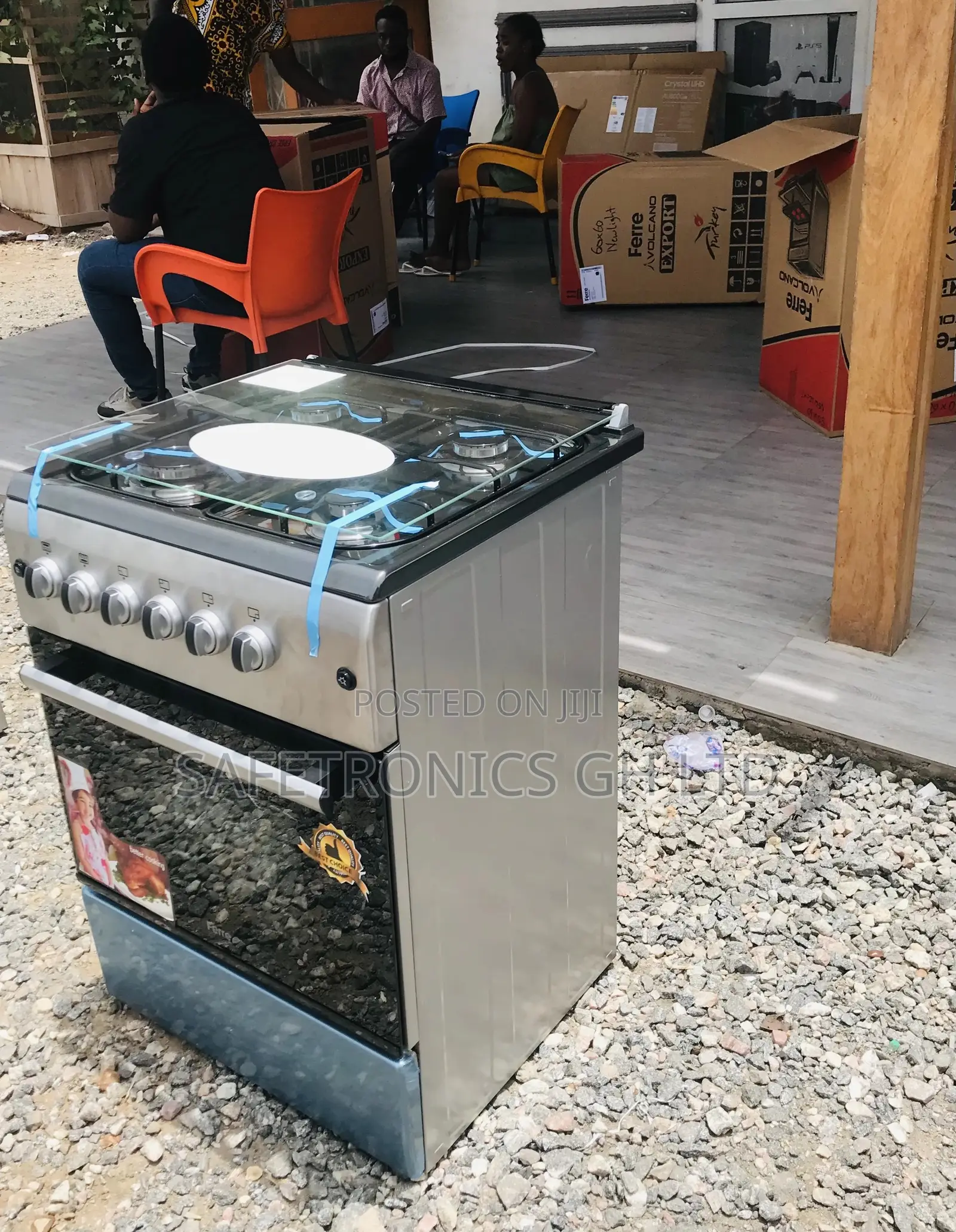 60x60 Oven With Grill 4 Gas Cooker Ferre Glass Lid