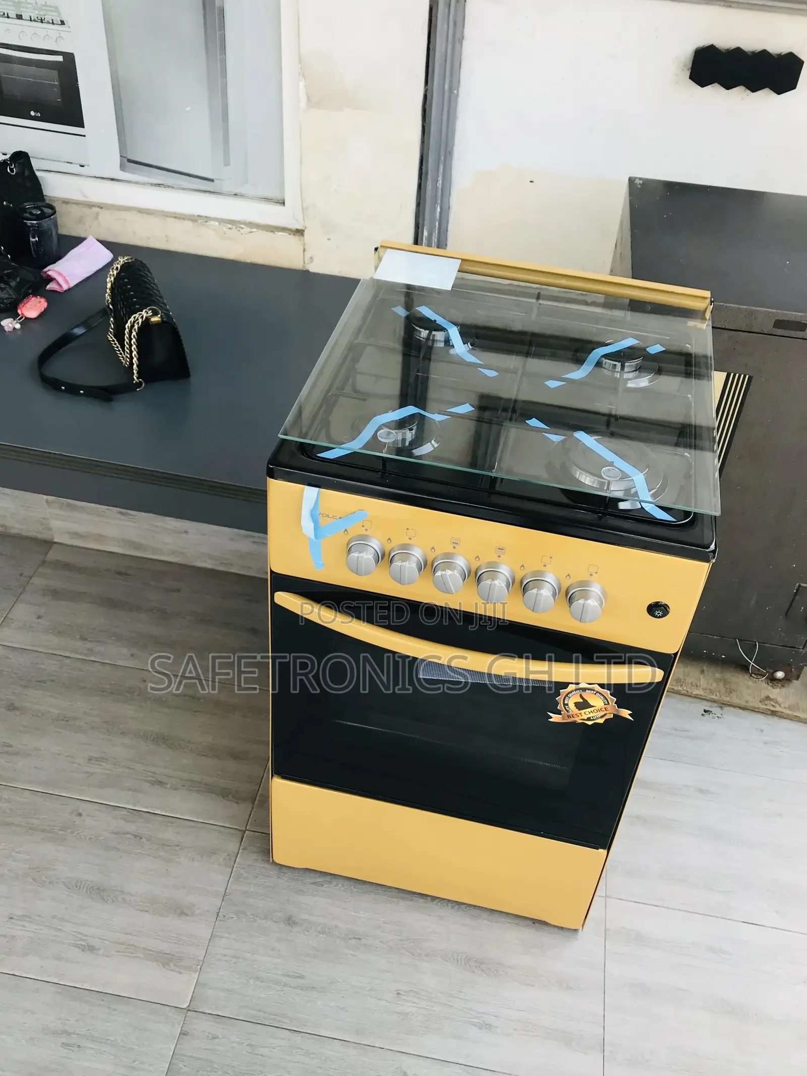Glass Lid 4 Gas Cooker Oven With Grill 50x50 Volcano