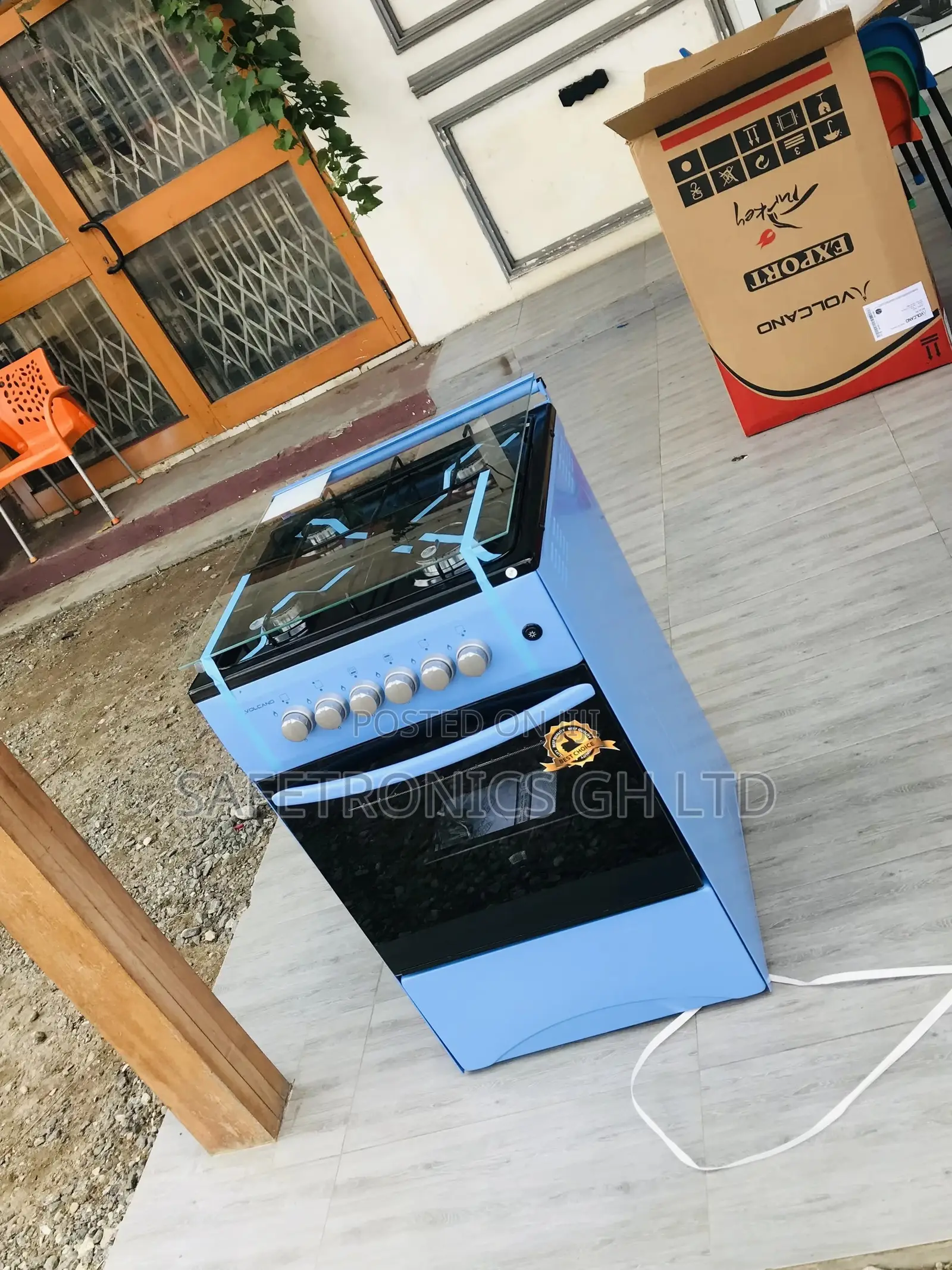 50x50 Glass Lid 4 Gas Cooker Oven With Grill Blue Volcano