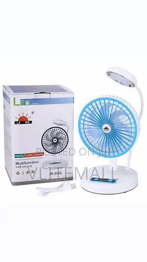 Electric White Rechargeable Table Fan