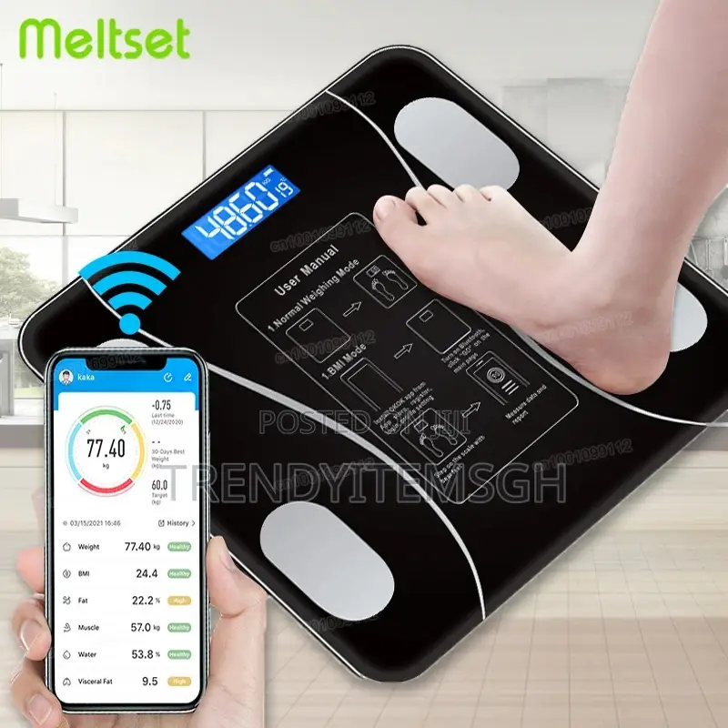 High Accuracy 180kg BMI Smart Bluetooth Body Fat Scale
