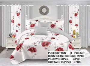 9 Pieces Set Bedding With Curtains