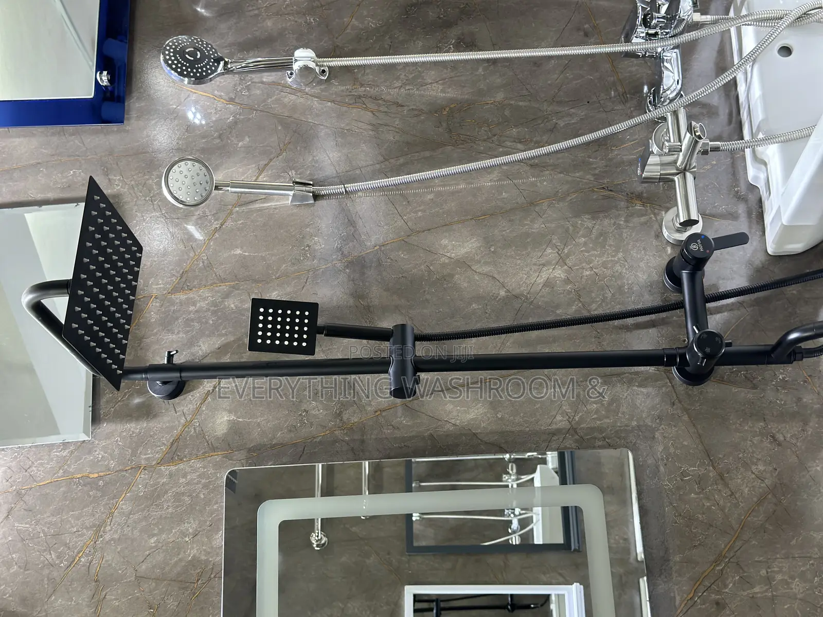 Pure Black Shower_three in One Shower_shower Pole Stainless