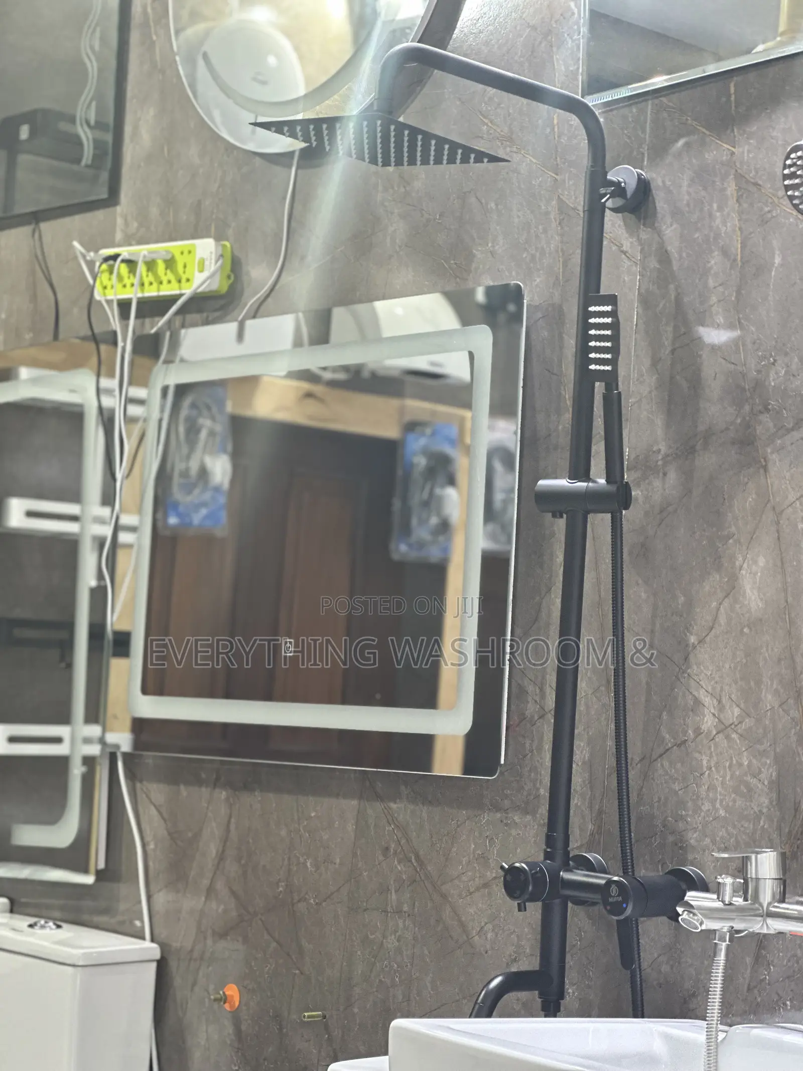 Pure Black Shower_three in One Shower_shower Pole Stainless