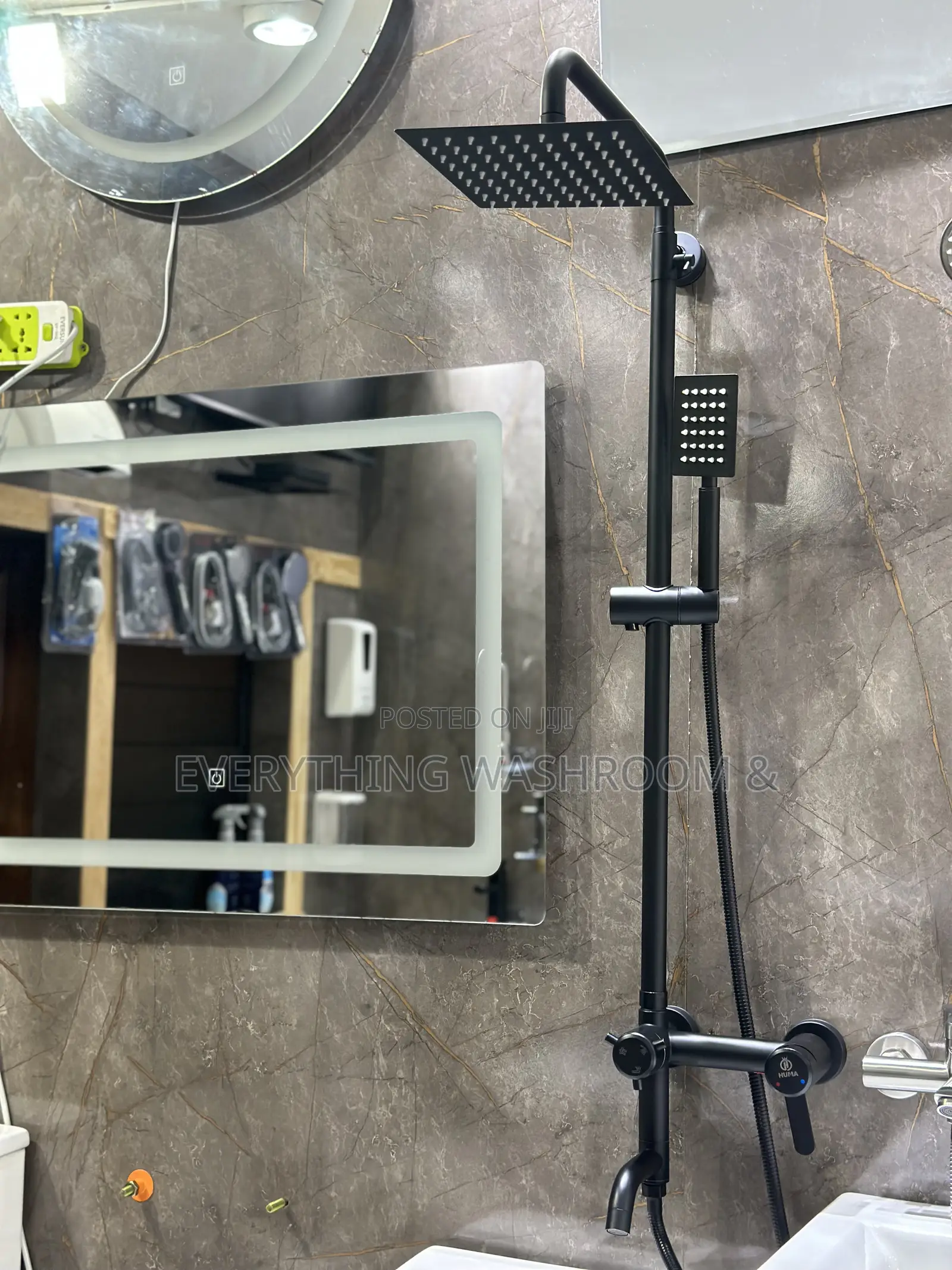 Pure Black Shower_three in One Shower_shower Pole Stainless
