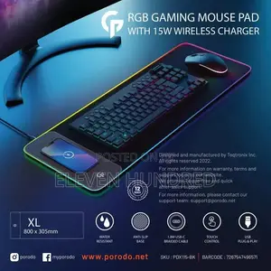 Gaming Mouse Pad With Wireless Charger (RGB)