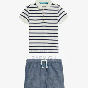 M S Striped Polo T-Shirt and Shorts Set
