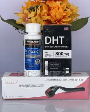 Kirkland Minoxidil +Dht Blocker + Derma Roller for Hair Grow
