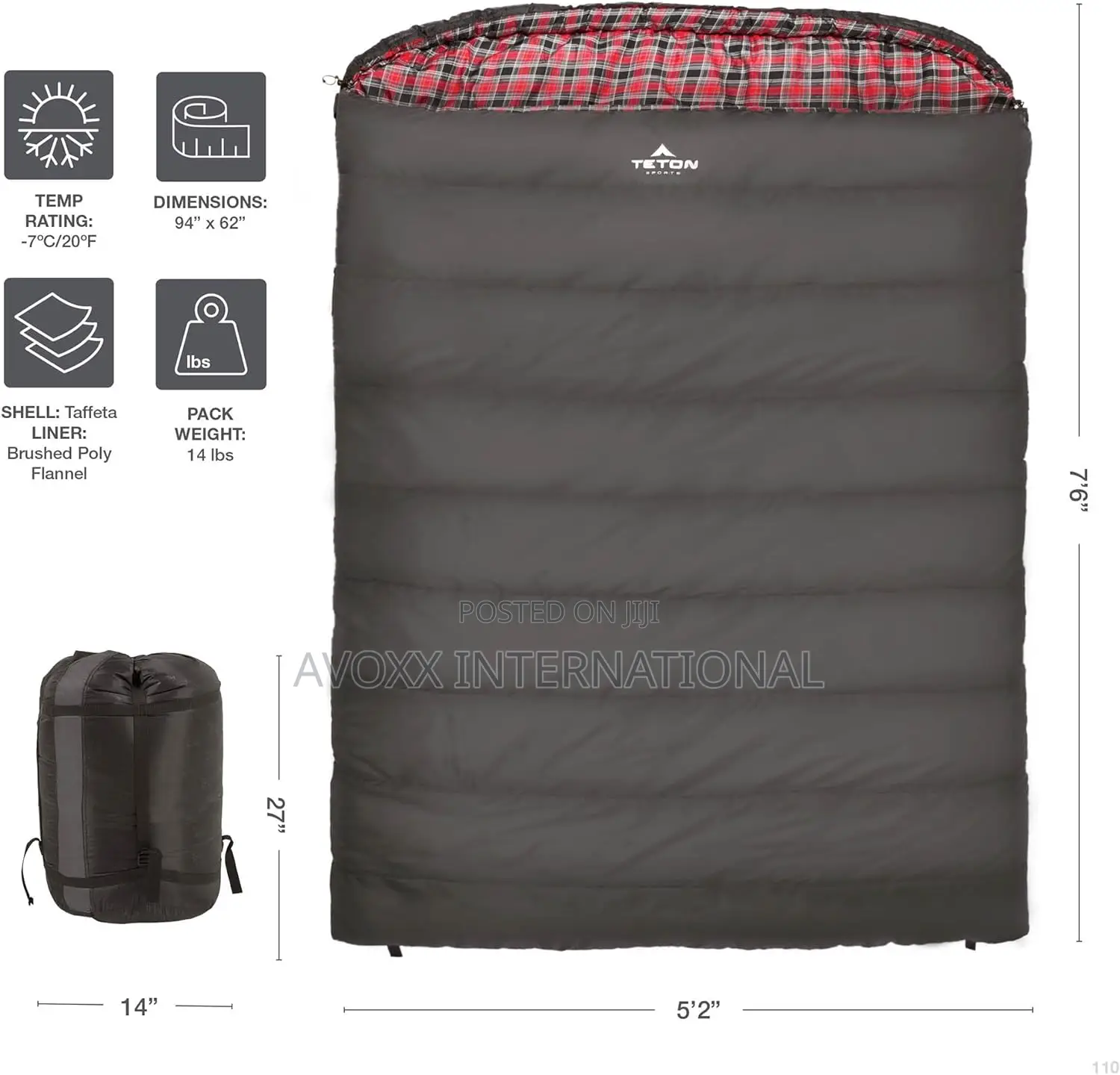 TETON Mammoth, 20 Degree and 0 Degree Sleeping Bags, Double