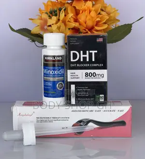 Kirkland Minoxidil + Derma Roller +Dht Blocker Hair Growtset