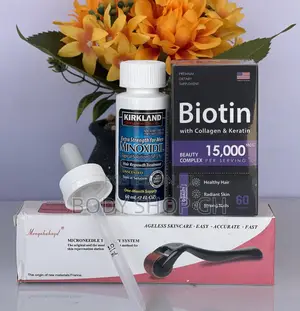 Kirkland Minoxidil + Biotin + Derma Roller for Beard Growth