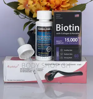 Beard Growth Combo Pack - Kirkland Minoxidil +Biotin +Roller