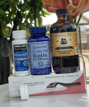 Hair Regrowth Set - Kirkland Minoxidil + Castor Oil + Roller