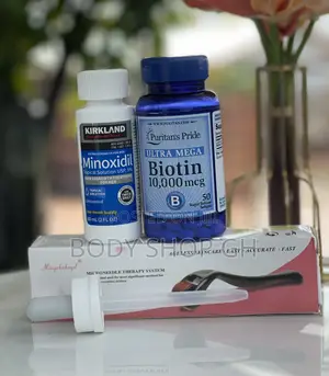 Kirkland Minoxidil + Biotin + Derma Roller Hair Regowth Pack