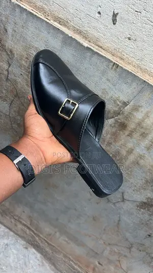Black Leather Executive Half Shoe