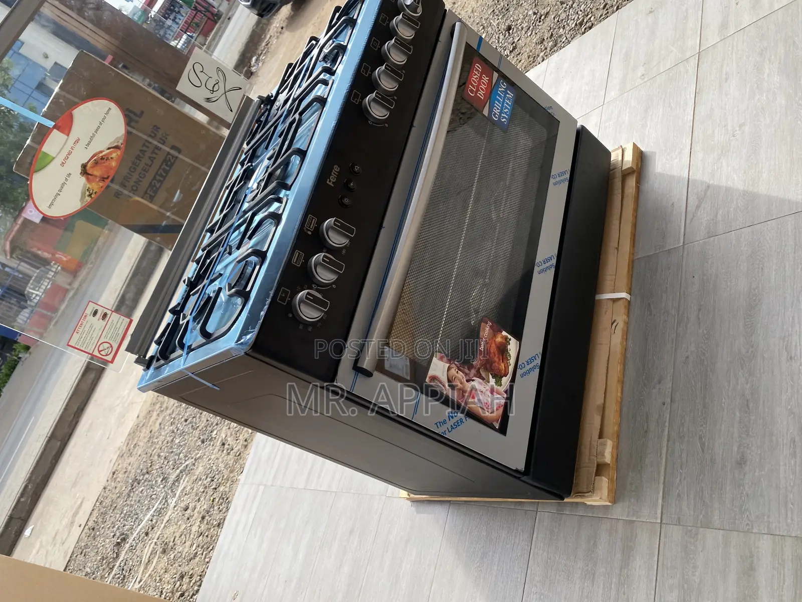 Durable Ferre 90x60 5 Gas Burner With Oven(Black).