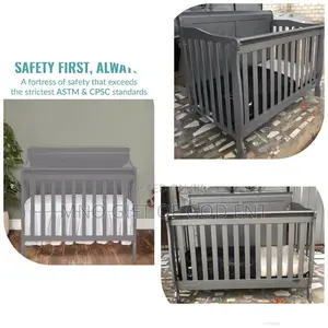 Alice 3-in-1 Full Panel Convertible Mini Crib, Storm Grey,