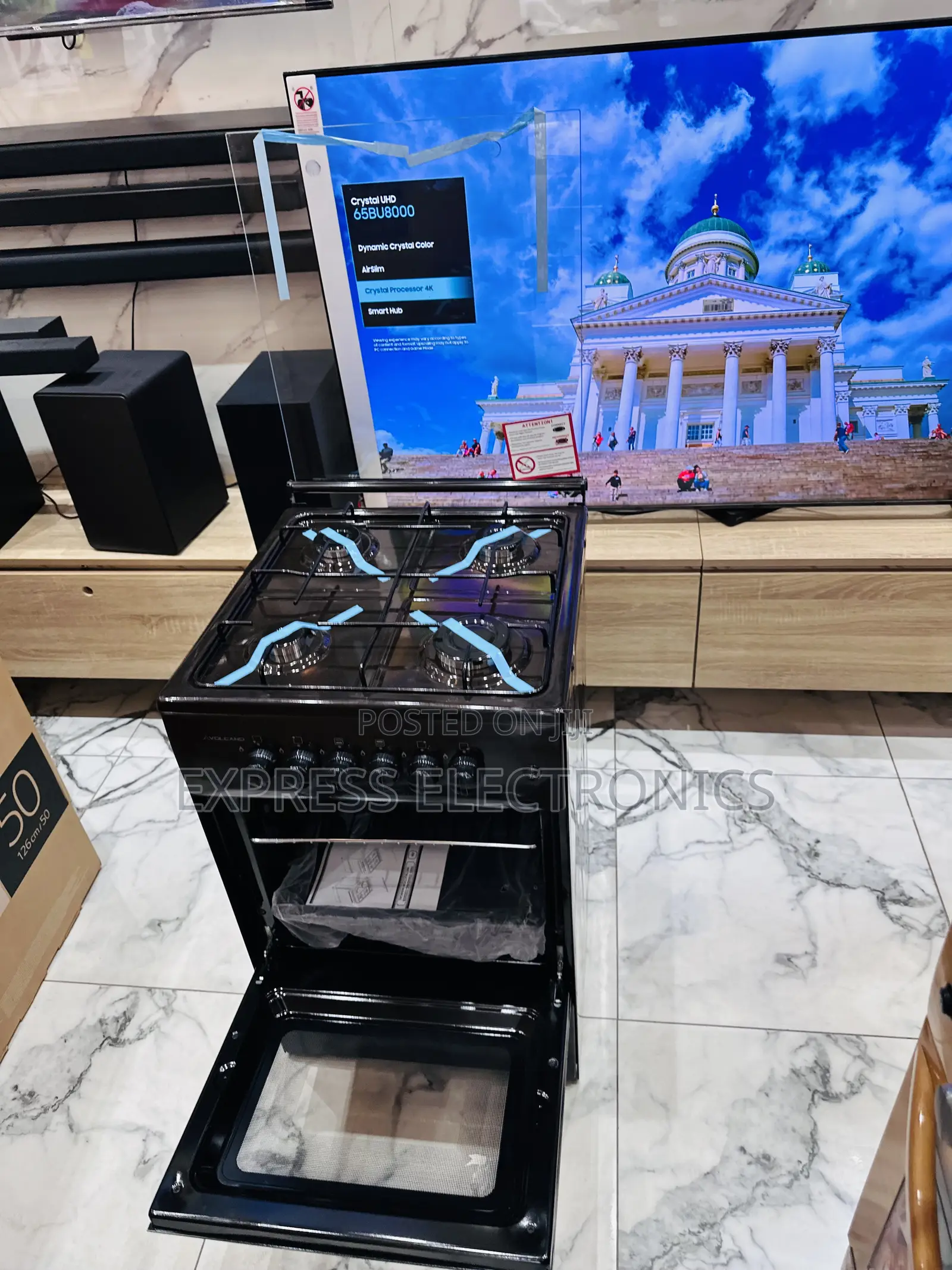 High Quality Sleek Black Gas Cooker Oven 4burner 50/50
