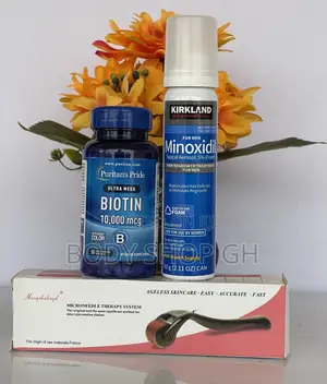 Biotin + Derma Roller + Kirkland Minoxidil Foam for Beard