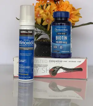 Beard and Hairline Regrowth Pack - Biotin + Kirkland +Roller