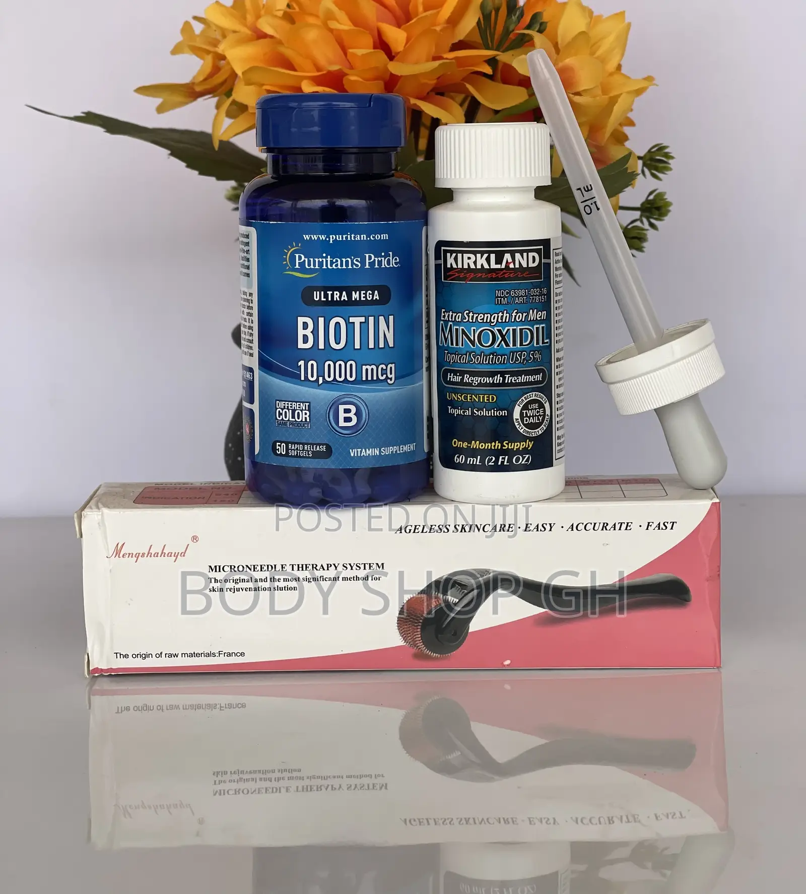 Biotin + Kirkland Minoxidil + Derma Roller for Hairline Grow