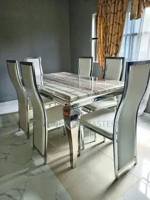 German Modern 6 Chairs Marble Dining Table