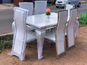 Modern 6 Chair Marble Dining Table Set