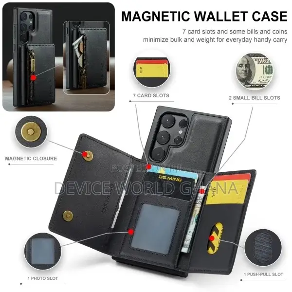 Dgming Leather Wallet Back Case for Samsung S24ultra S24+ S2