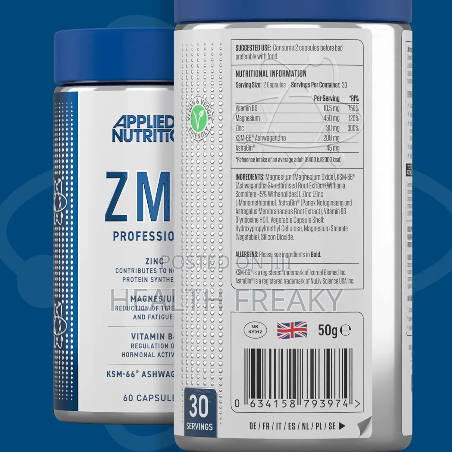 Applied Nutrition ZMA Normal Muscle Function Energy