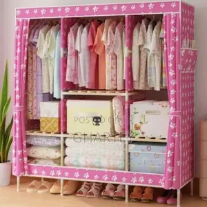 Foldable/ Portable Wooden Wardrobe 3 in 1 Pink