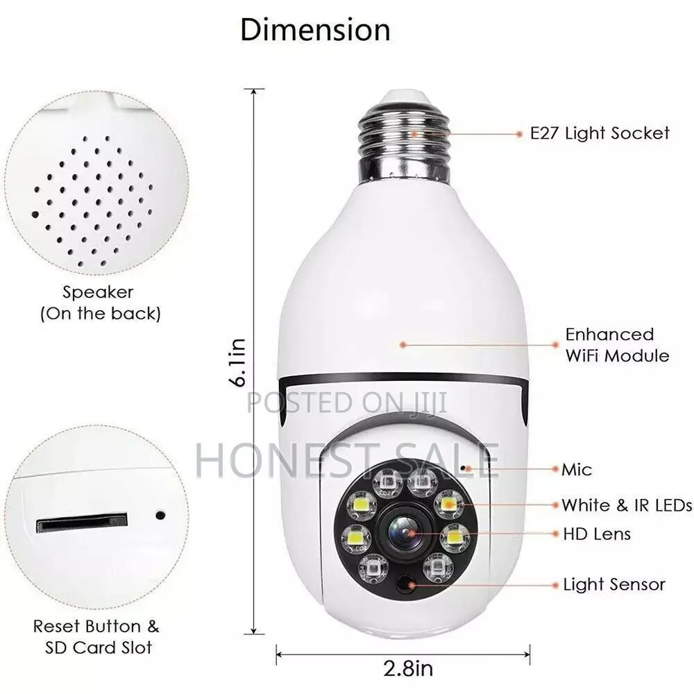 360° Light Bulb Camera Night Smart Home Wireless Security