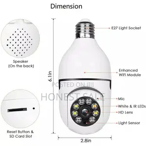 360° Light Bulb Camera Night Smart Home Wireless Security