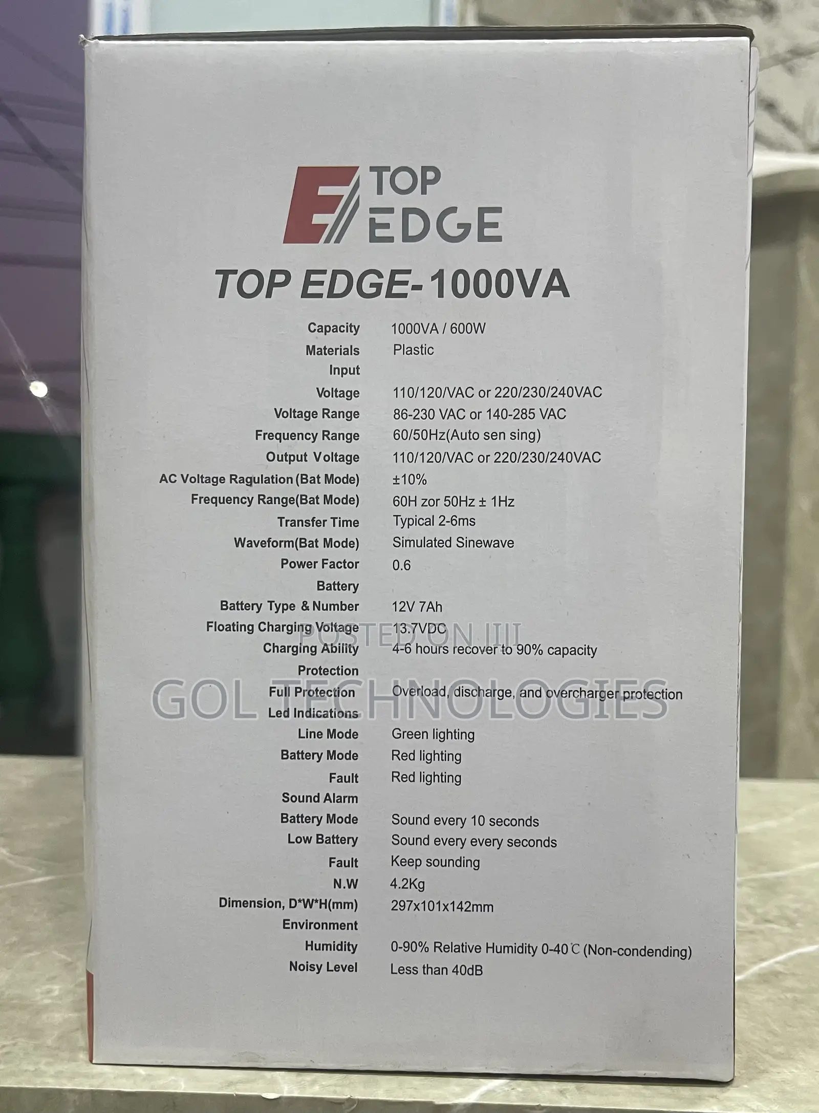 Top Edge-1000va (1kva) UPS With Automatic Voltage Regulator