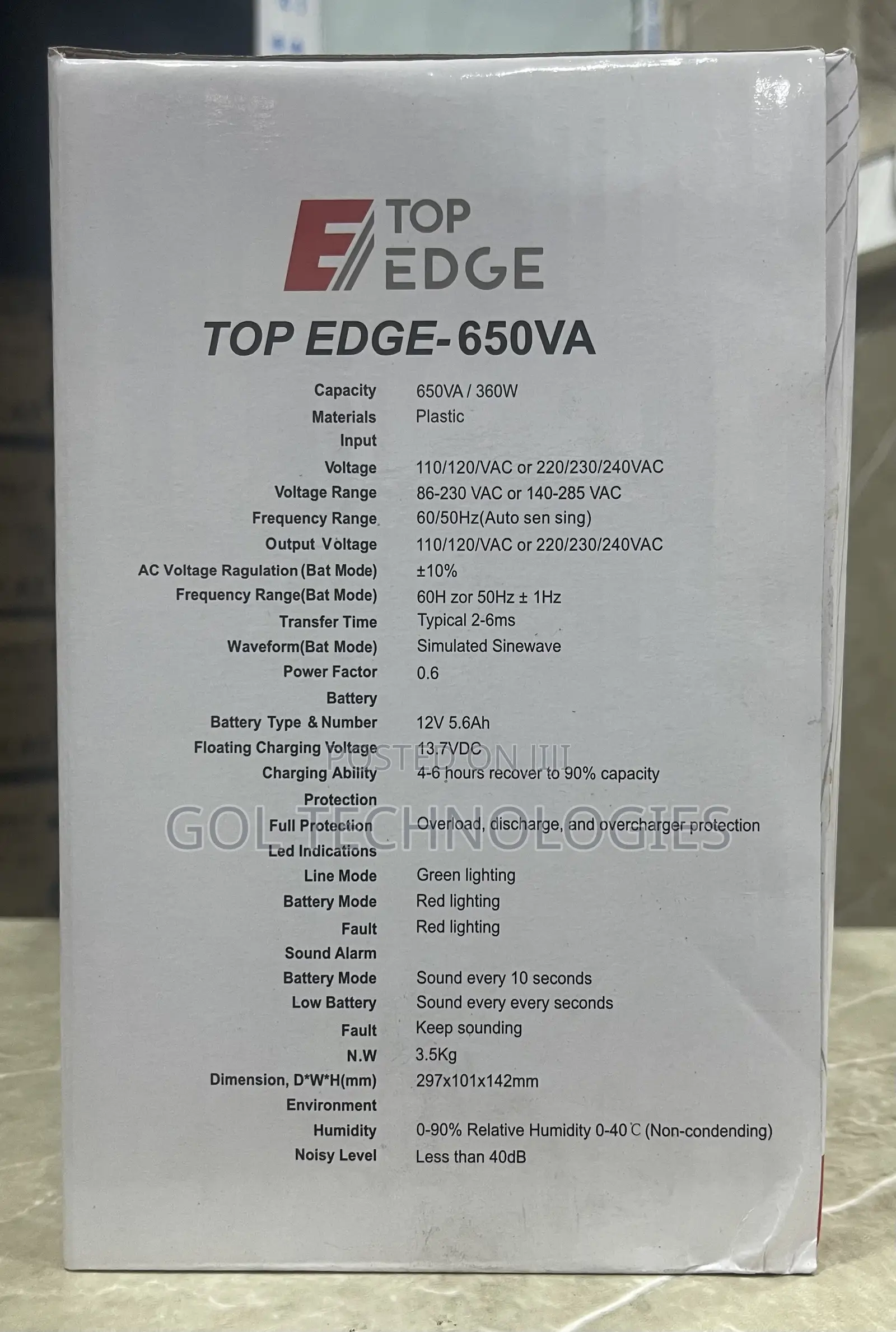 Top Edge-650va UPS With Automatic Voltage Regulator
