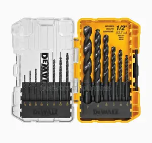 Dewalt Drill Bit Set, 3-flats,14-piece, For Plastic, Wood And Metal