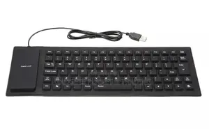 Waterproof Silicone Foldable USB Keyboard Full Size - Black