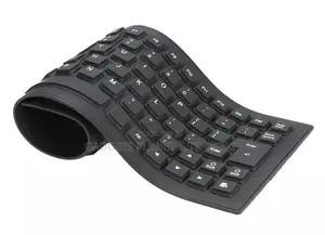 Waterproof Silicone Foldable USB Keyboard Full Size - Black
