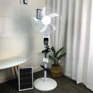Rechargeable Fan With Solar Panel, Light, Power Bank, Remote