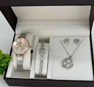 Ladies Watch Bracelet Necklace Gift Box Set