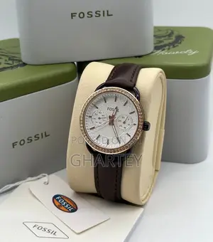 Ladies Analog Chronograph Leather Strap Watch