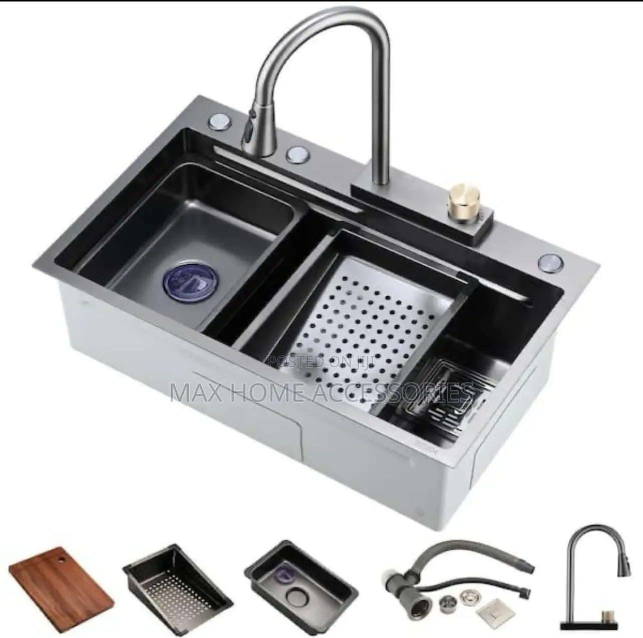 Double Water Fall Kitchen Sink