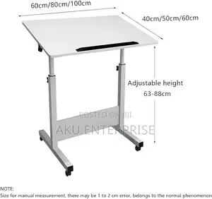 Laptop Bedside Table With Wheels, Adjustable Height