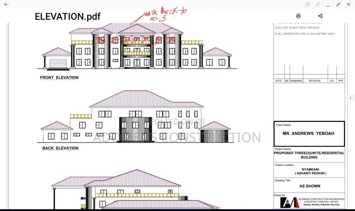 Architectural Drawings/ Plan Construction Works.