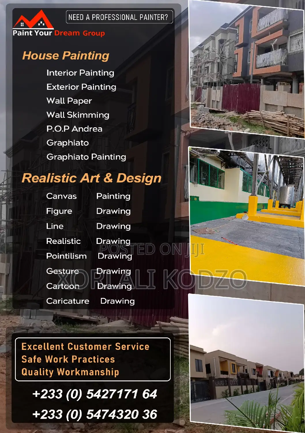 House Painting, Wall Paper, POP Design, Grafiato,Art Work