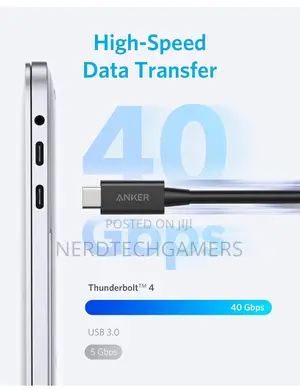 Anker Thunderbolt 4 Cable 2.3 Ft, USB-C to USB C Cable.