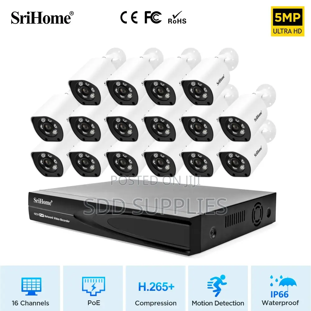 Srihome 5mp 16 Channels Nvr+ 3mp Bullet Poe NVR Kit